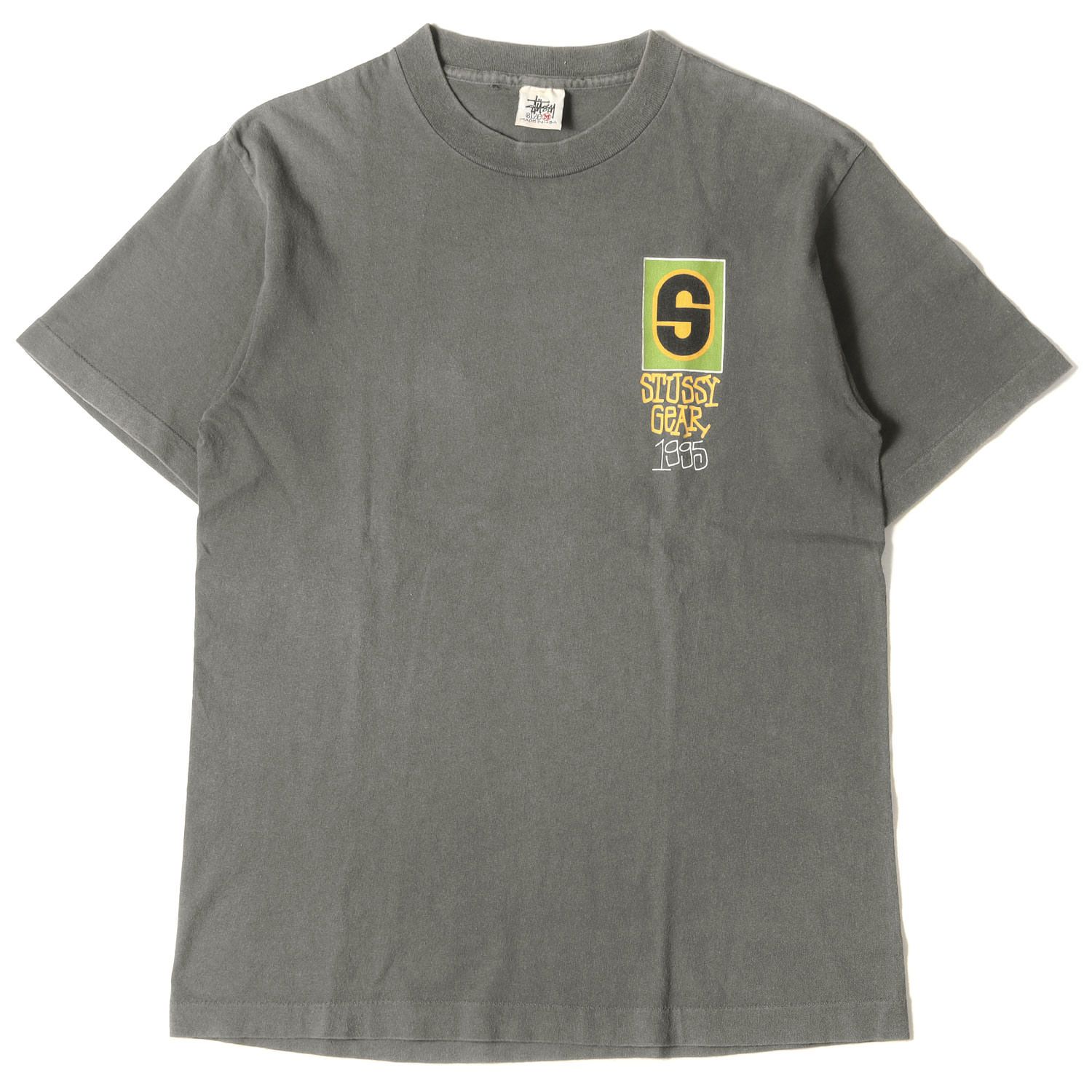 STUSSY ステューシー Tシャツ サイズ:M 90s OLD STUSSY 白タグ キー グラフィック クルーネック 半袖 Tシャツ USA製 グリーン トップス カットソー 90年代  【メンズ】