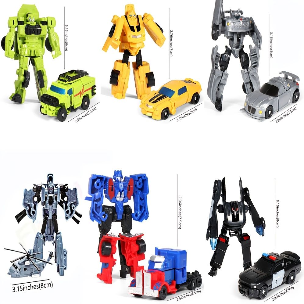 新着商品 変形ロボット＆合金車6個セット ABS素材 カラフル 子供向けxUt