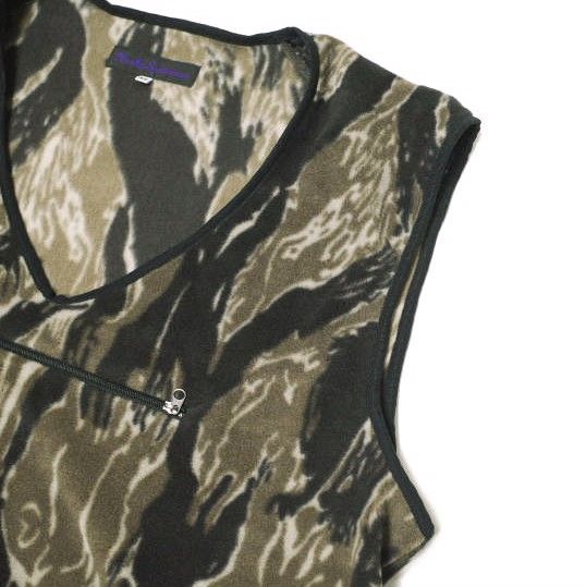 Needles Sportswear ニードルス スポーツウェア 日本製 Warm-Up Piping Vest - Poly Fleece ウォームアップパイピングベスト ポリフリース FK264 XS Brown Camouflage ジレ カモフラージュ