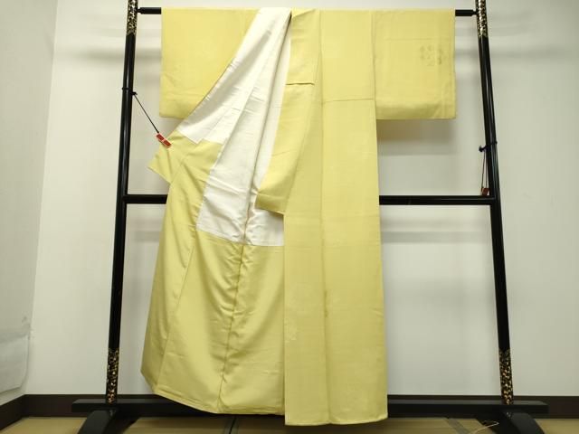 平和屋着物□上質な色無地 草花丸地紋 黄支子色 正絹 逸品 DAAP2824ud