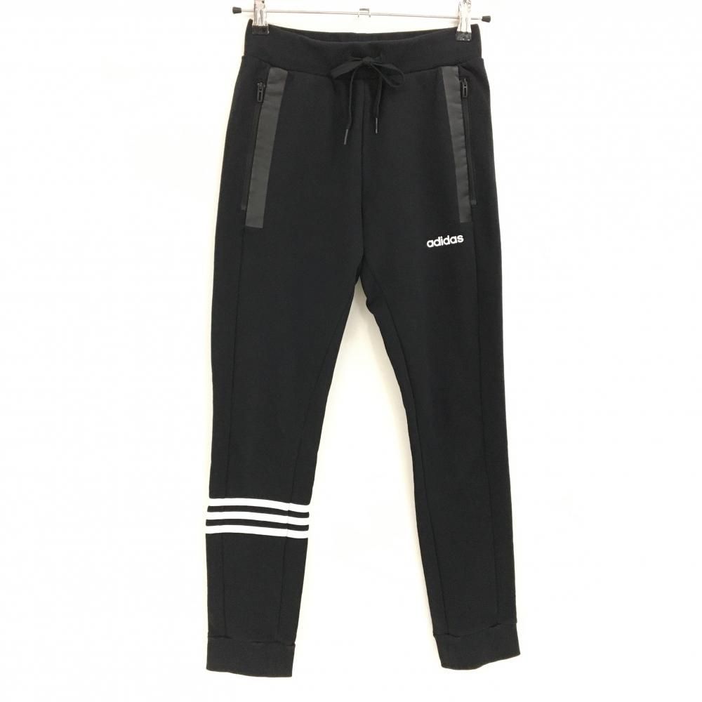 【美品】アディダス ジョガーパンツ 黒×白 ウエストゴム・調整ひも付 レディース S ゴルフウェア adidas