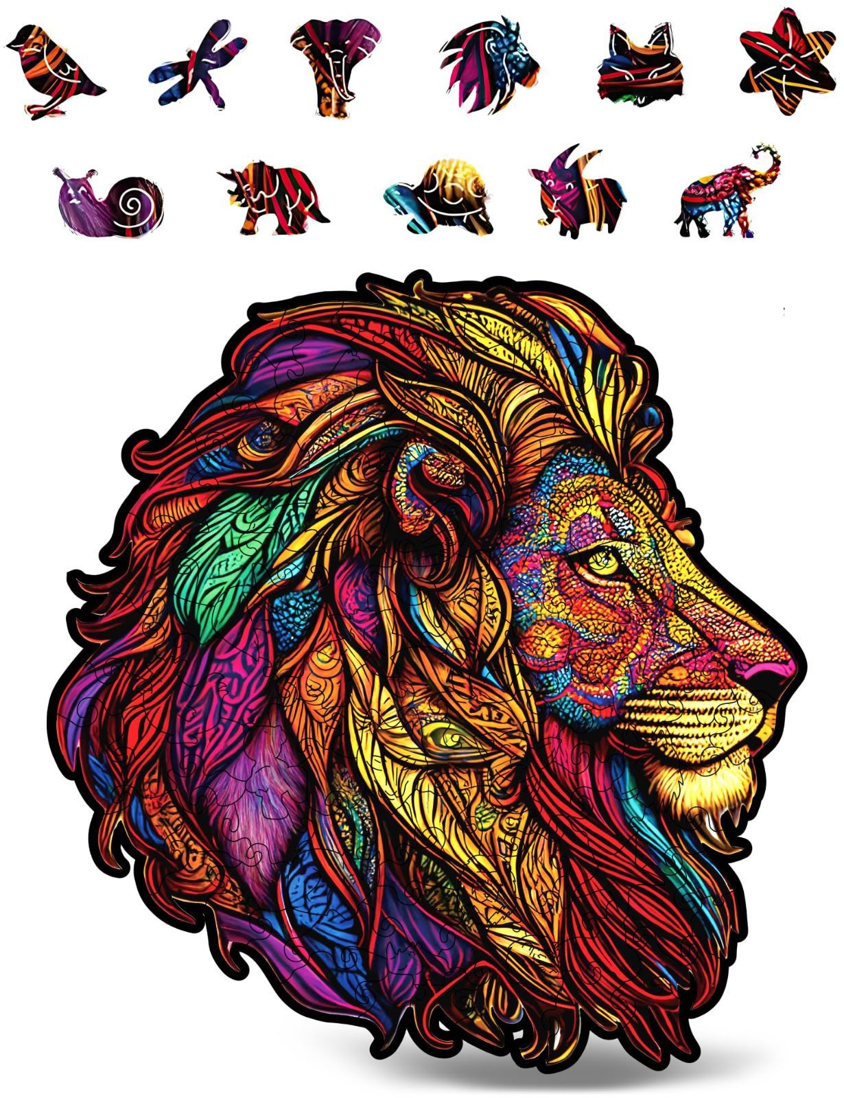 在庫 CRAFTHUB Wooden Jigsaw Puzzles Lion Wooden Puzzles for Adults - Kids Animal Shaped Family Games Gift Ideas for Women