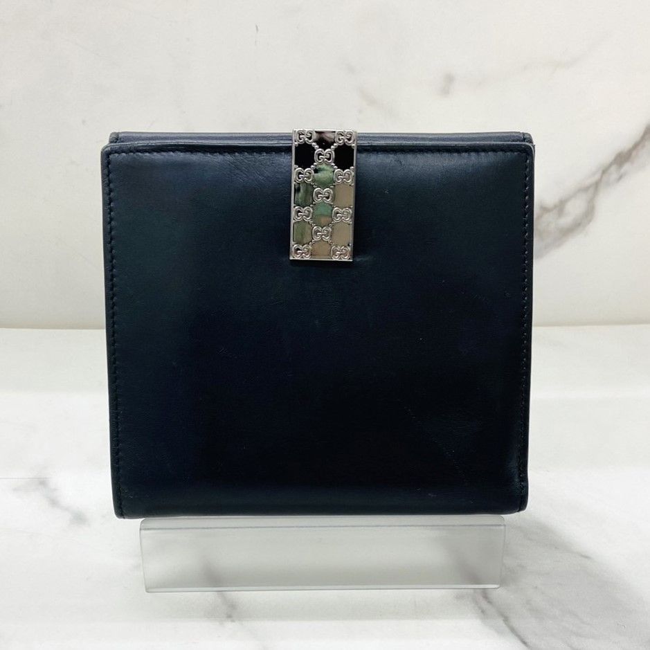 GUCCI グッチ 折り財布 ブラック×シルバー金具 035 1408 2242 GUCCI グッチ 折り財布 ブラック×シルバー金具 035 1408 2242