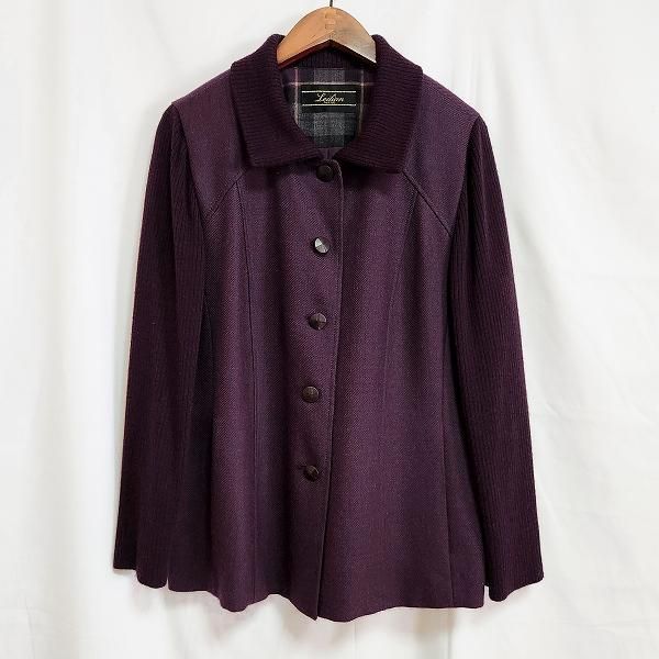 wnc レリアン Leilian ジャケット 13+ 紫 異素材 大きいサイズ ニット