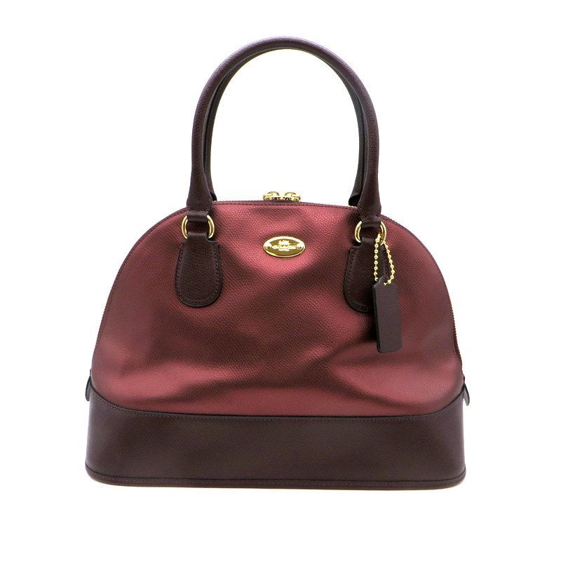 【美品】COACH コーチ レザーコーラドームドサッチェル ハンドバッグ F36057 2WAY ショルダーバッグ ボルドー 鞄●