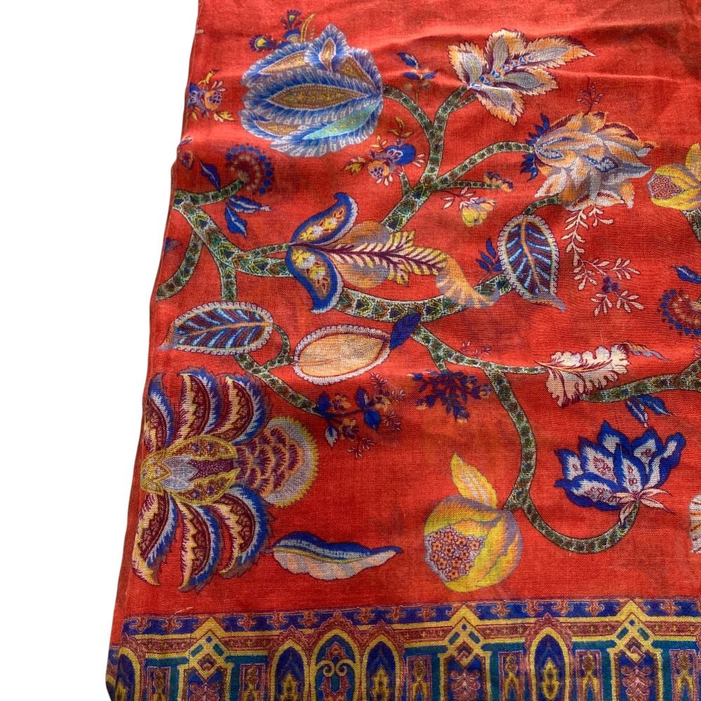 良品 ETRO エトロ ペイズリー柄 大判ストール ショール レッド