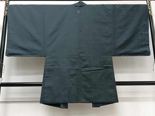 平和屋着物○上質なお召 縞 黒地 正絹 逸品 CAAU1674yc 平和屋着物○