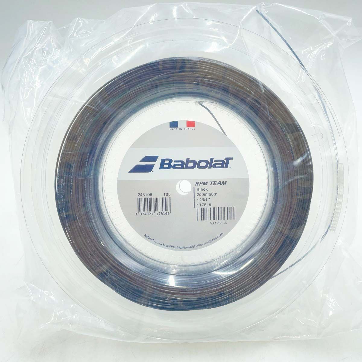 【未使用】バボラ RPM TEAM チーム 125 硬式 テニス ストリング ガット ロール 200m ブラック 243108 BABOLAT 1.25mm あおりんご様 リクエスト 2点 まとめ商品 【公式通販】