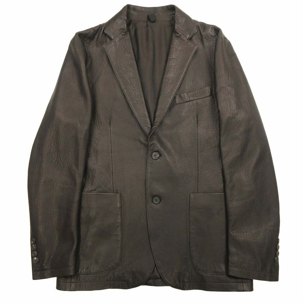 美品 タリアトーレ TAGLIATORE CARSON カーソン ラムレザー テーラード ジャケット 2B シングル ブレザー 羊革 シボ 総裏地 ブルゾン イタリア製 50/XL ダークブラウン ASI21-06 TKY