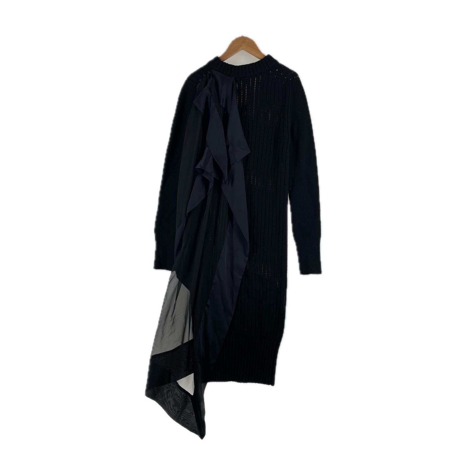 【希少・美品】sacai サカイ ニット セーター ドッキング ブラック1 極美品 Sacai サカイ シフォンドッキング ニット 21-05666
