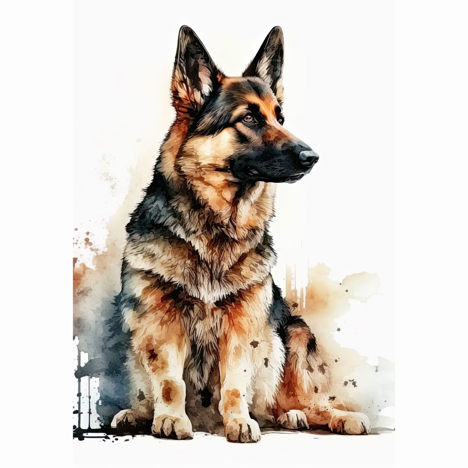 ジャーマンシェパード 犬アート インテリアポスター 水彩 いぬの絵