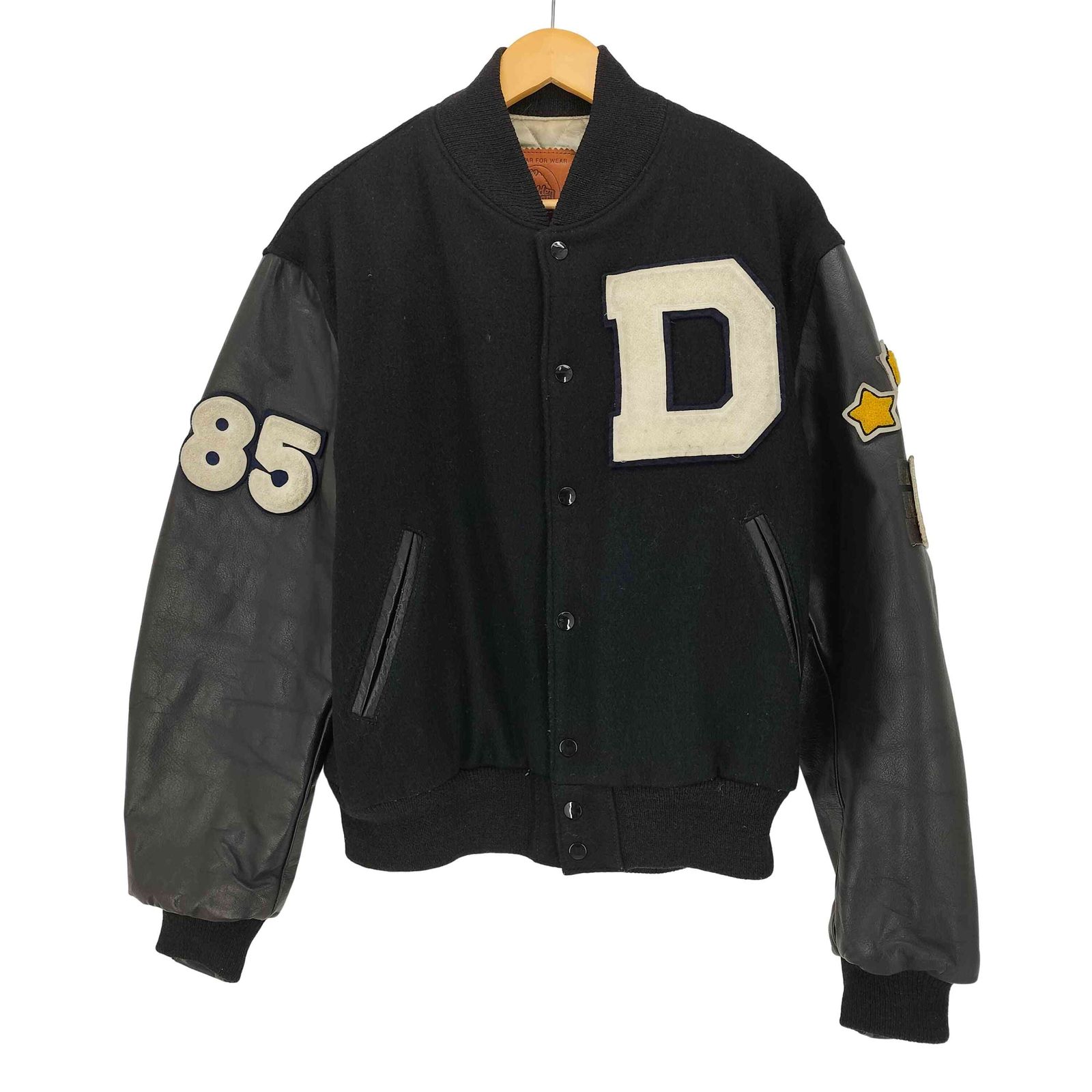 ゴールデンベアー G en bear 80-90S 革タグ レザー ウール スタジアムジャンパー メンズ import L