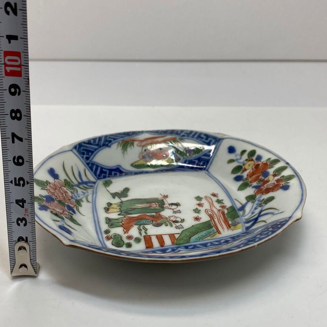 中国古玩　南京赤絵人物画　中皿5枚　直径14.9cm 東H6-0328①タエサ 中国古玩 南京赤絵人物画 中皿5枚 直径14.9cm 東H6-0328①タエサ