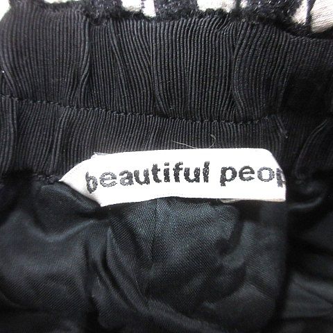 ビューティフルピープル beautiful people キュロットパンツ ショート レオパード ヒョウ柄 麻混 リネン混 36 黒 ブラック /AU