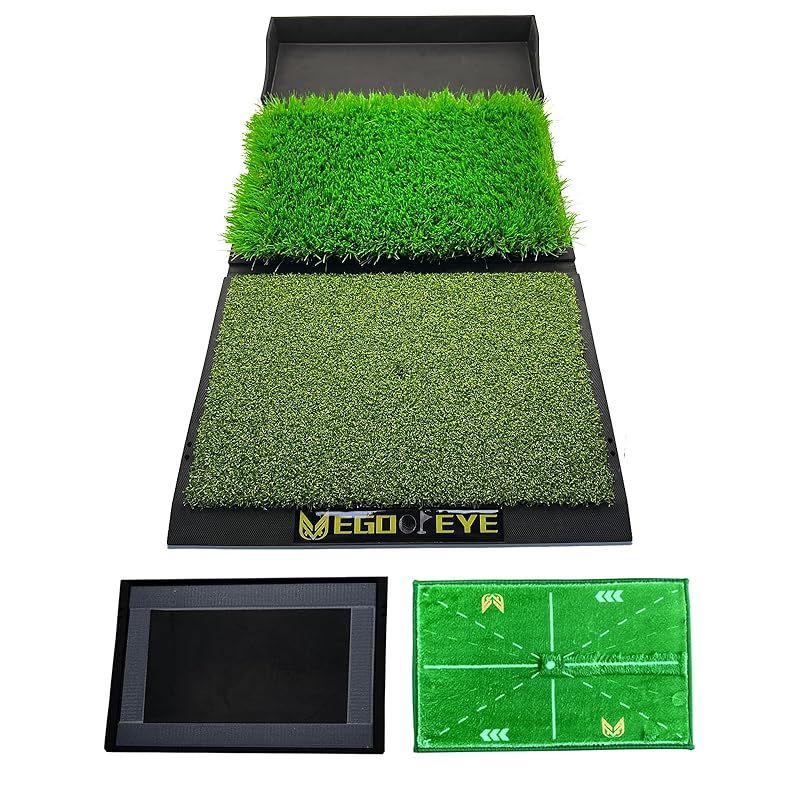 ゴルフ練習マット ボールトレイ付 跡がつく ゴルフマット 折りたたみ式 42*75cm 室内 ターフ跡が できる ゴルフ 練習 マット ショットマット ゴムマット 素振り スイング ダフりチェック 練習用 0