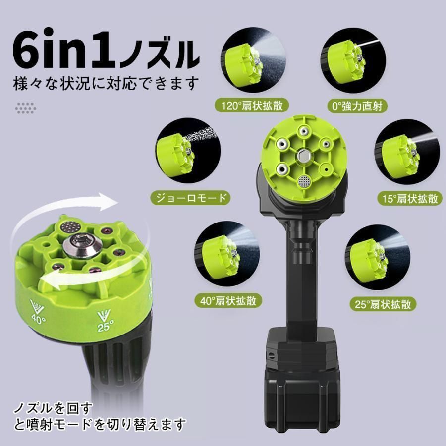 2024強化版 高圧洗浄機 コードレス 洗車機 軽量 充電式 8MPa 6IN1ノズル付き 電力量表示 マキタ 家庭用 父の日 業務用 自吸タイプ 高性能 10段バッテリー*1付き 高圧洗浄機 コードレス 2024強化版 洗車機 軽量 充電式 8MPa 6IN1