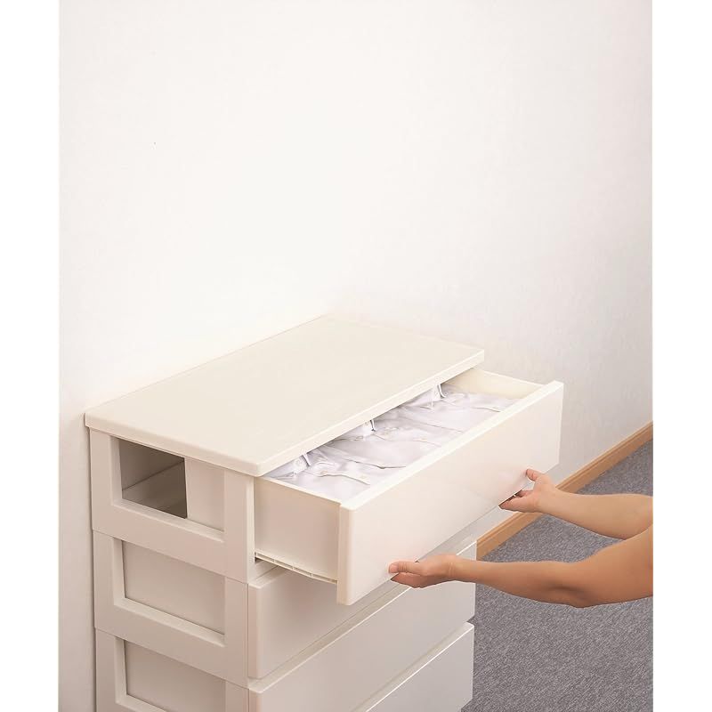 JEJ 収納ケース スタイルチェスト ワイド4段 ホワイト 1個組 753×404×869mm 0