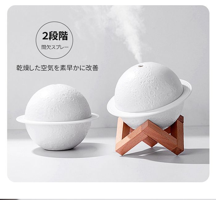 惑星加湿器 加湿器 卓上 ナイトライト USB給電式 静音加湿器