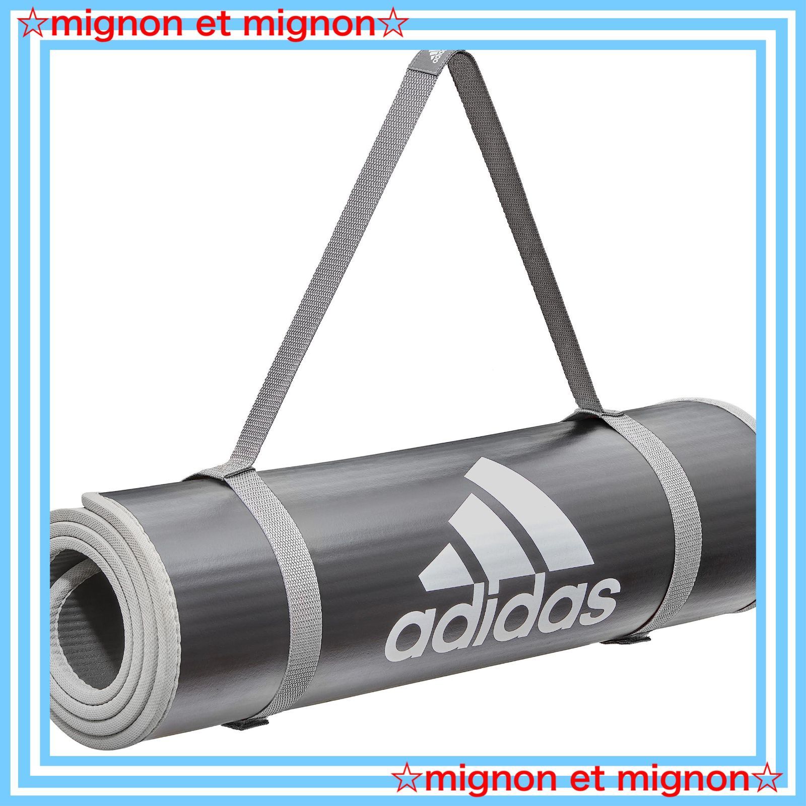 スピード発送 トレーニングマット|ヨガマット 10mm adidas アディダス 厚め 幅広 耐久性 滑り止め ストラップ付