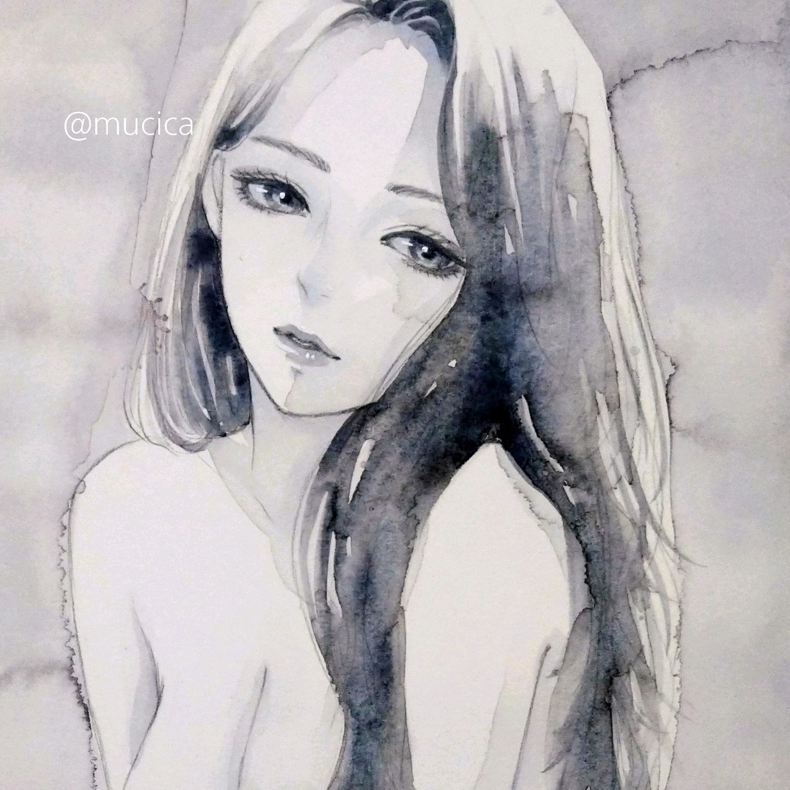 肉筆原画 ドローイング 美人画 ヌード画 裸婦画 絵画 A4 手描き