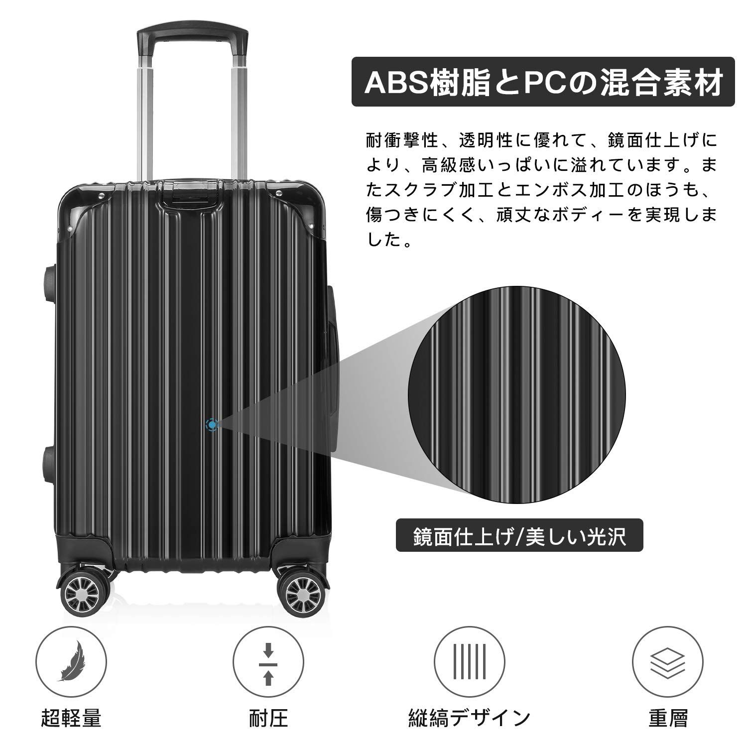 数量限定 TSAローク搭載 360度回転 耐衝撃 ファスナー式 ダブル