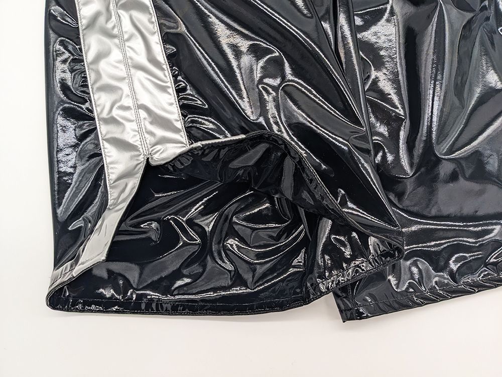 専用★エナメル生地のボクシングトランクス（エナメル裏地つき メンズＬ黒/青 ツヤツヤ♪【黒/シルバー☆エナメル生地のボクシングトランクス