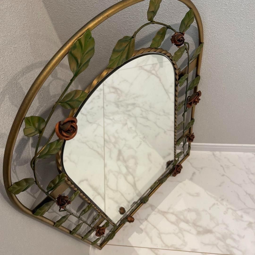 ウォールミラー ミラー 姿見 アンティーク 薔薇 鏡 インテリア