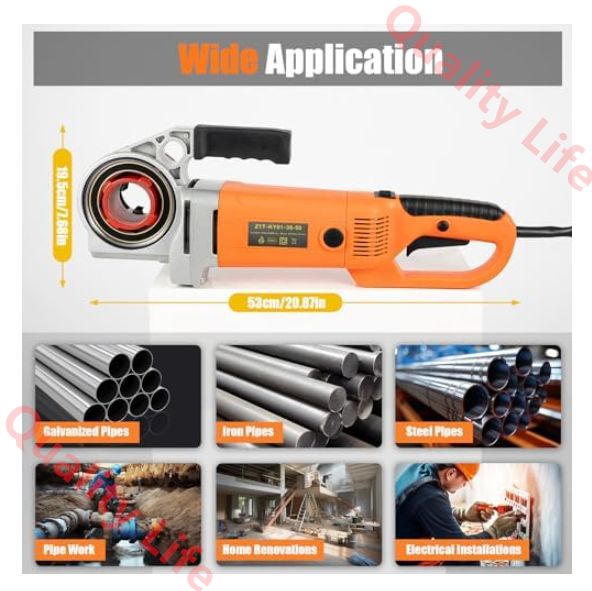 電動パイプねじ切りキット ねじ切り機 電動パイプねじ切り機 ハンドヘルド電動パイプねじ切りセット ねじ切りキット 電動パイプねじ切りタッピングマシン パイプダイセット 配管ツール 亜鉛メッキ管と鉄管のねじ切り作業に適用