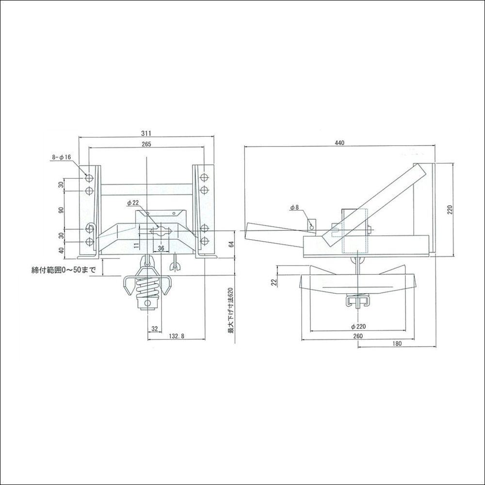 タカラ産業 タイヤハンガー PLB-4900 サイド吊 4軸低床用 221Φ