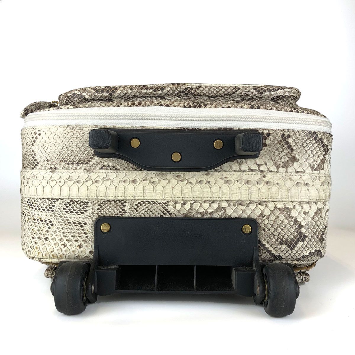 日本製 本革 パイソン スーツケース 約30L ホワイト系 リアルレザー 蛇 ヘビ 旅行バッグ
