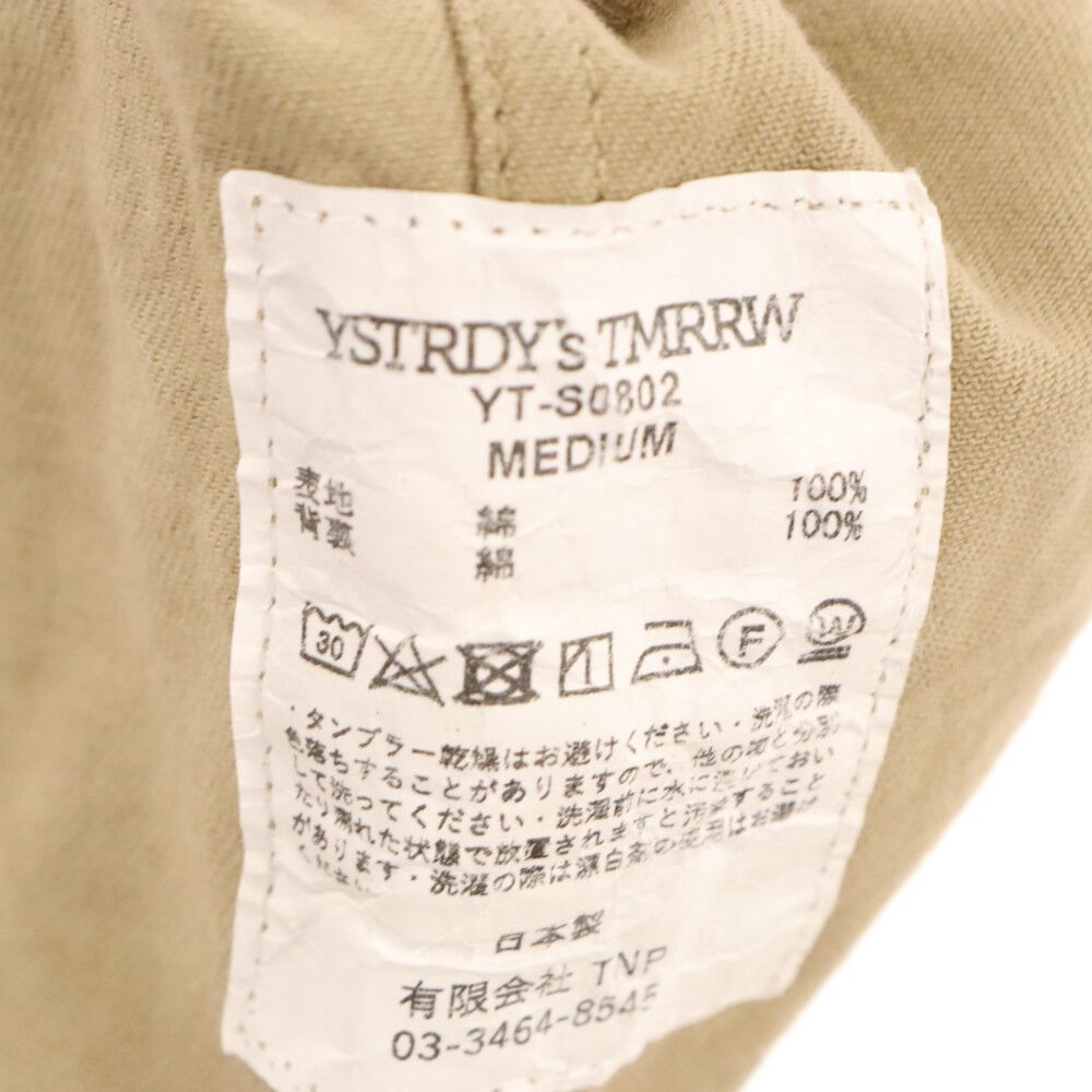 YSTRDY'S TMRRW (イエスタディズ トゥモロウ) PRAIRIE HZ SHIRT SUN DRIED COTTON KATSURAGI ハーフジップ 長袖シャツ ベージュ YT-S0802