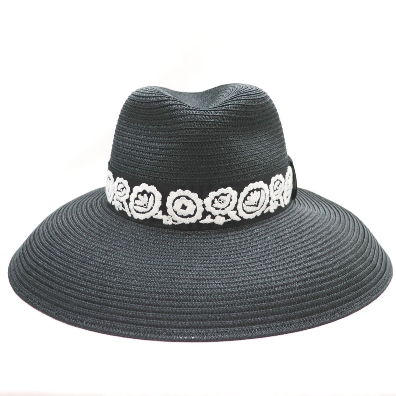 Christian Dior ディオール ブリムハット 麦わら帽子 ブラック 美品 クリスチャンディオール ストローハット 麦わら帽子