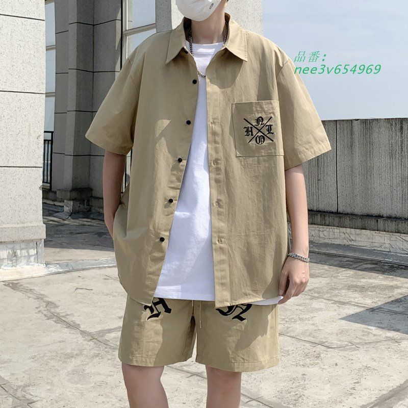 シャツ セットアップ 夏 半袖 サマー 短パン トップス シャツ