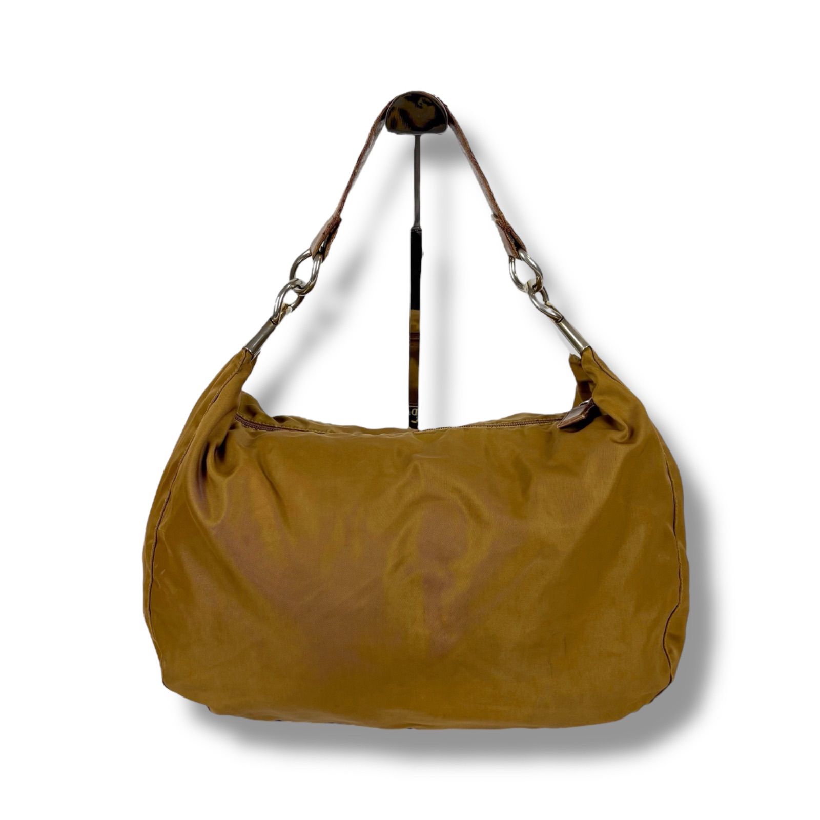 プラダ　PRADA ワンショルダーバッグ　ホーボー　ナイロン　トライアングルロゴ PRADA プラダ トライアングルロゴ ナイロン レザー ホーボー