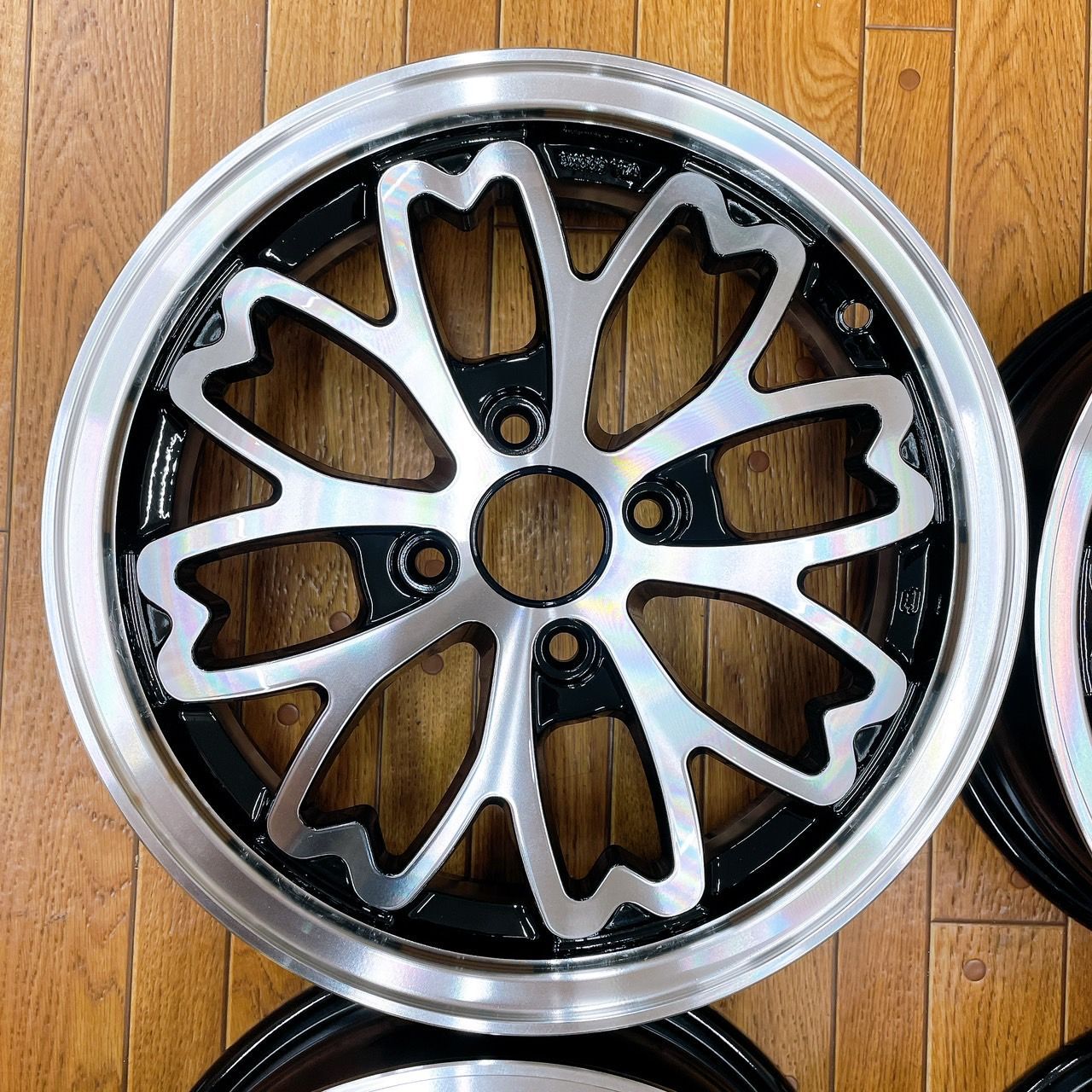 全国送料込☆和道　桜　5分咲き☆ブラックポリッシュ☆コンテ・ウェイク・スペーシア 美品】R-PRIDE 和道 桜 5分咲き 18in 7J +48 PCD114.3 5穴 4本