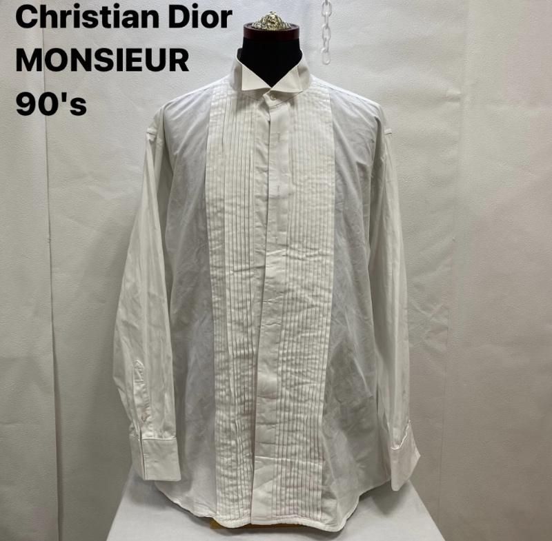 Christian Dior MONSIEUR / OLD DIOR / 90's / タキシードシャツ / vintage / ヴィンテージ /  USA製 / US古着 / WHT / 16-34