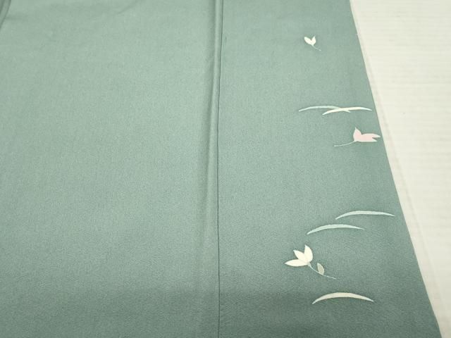 平和屋着物○本加賀友禅作家 野崎徳勝 訪問着 草花文 暈し染め 反端