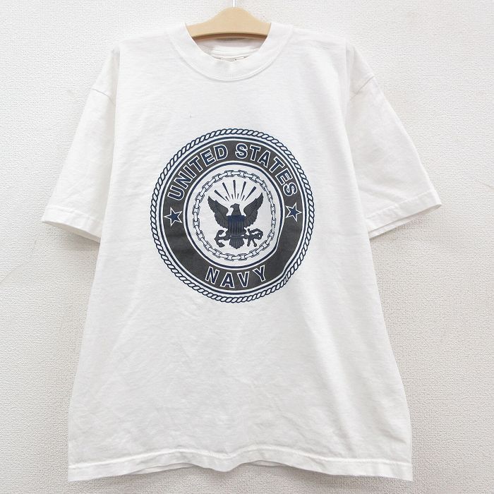 古着 半袖 ビンテージ Tシャツ キッズ ボーイズ 子供服 90s ミリタリー ネイビー NAVY リフレクター コットン クルーネック 白 ホワイ