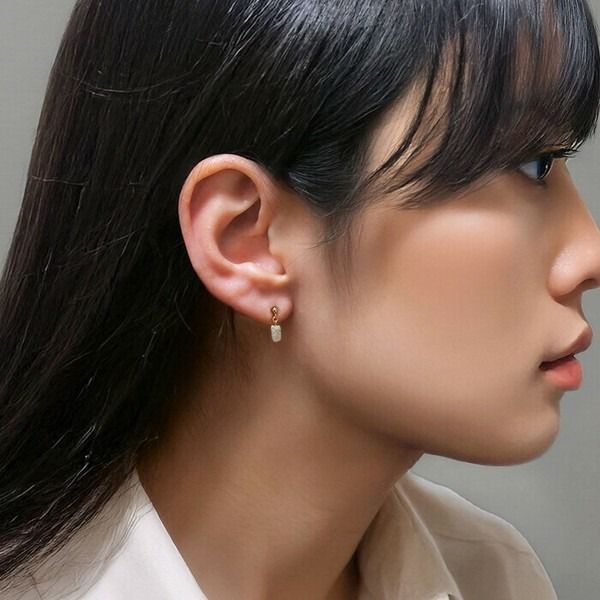 フェナカイト ロシア産 ラフカット K18 18金ポスト スタッド