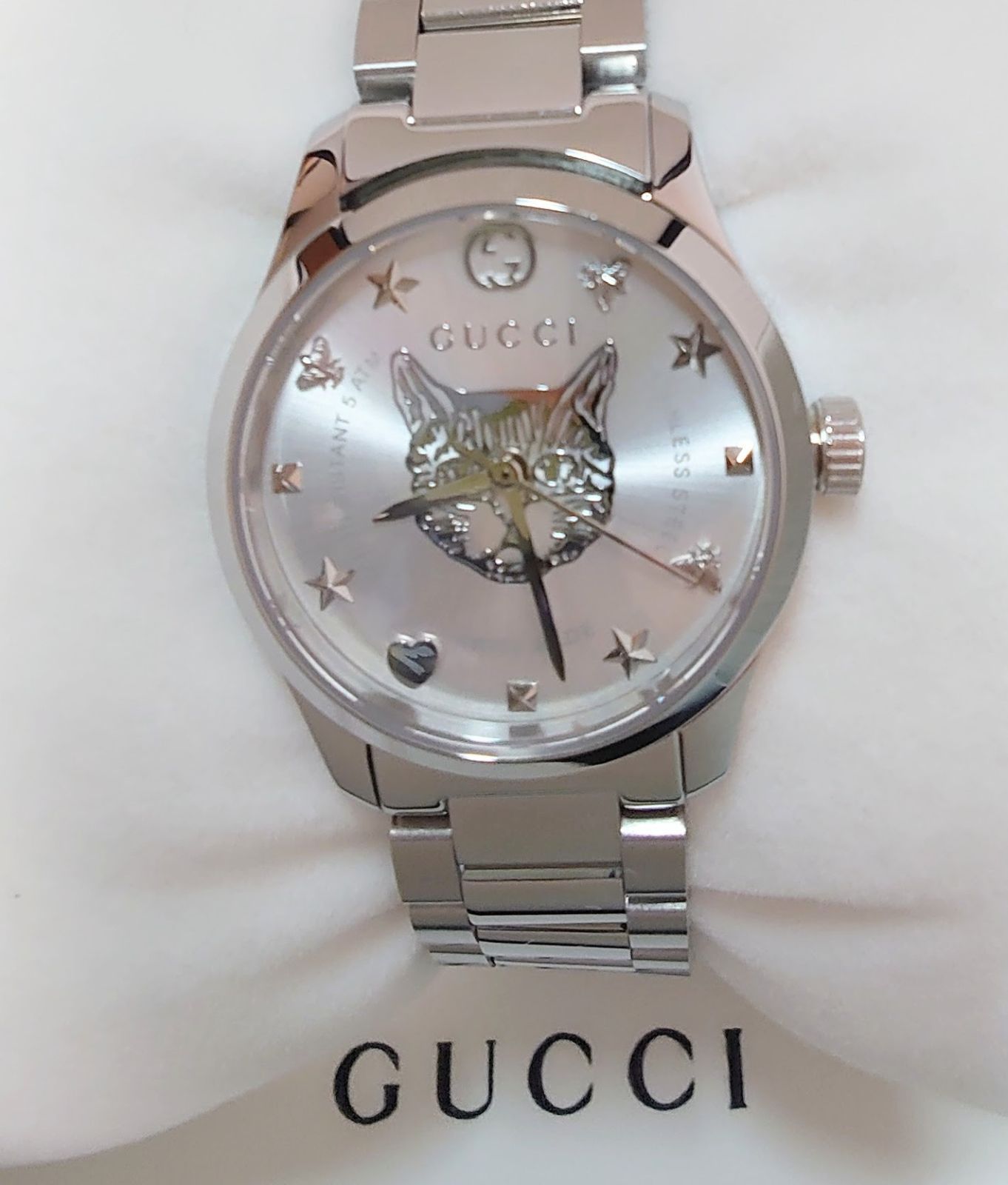 グッチ GUCCI Gタイムレス レディース 腕時計 猫 キャット シルバー YA126595 27ミリ 丸型