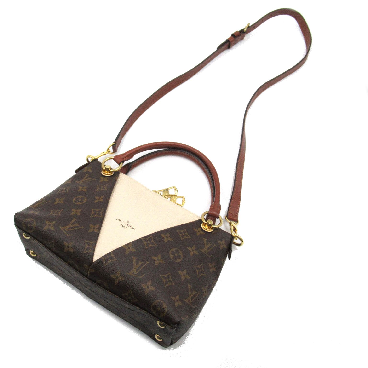 【本物保証】 布袋付 ルイヴィトン LOUIS VUITTON モノグラム Vトート BB 2WAYバッグ ハンドバッグ ショルダー クレーム M44520