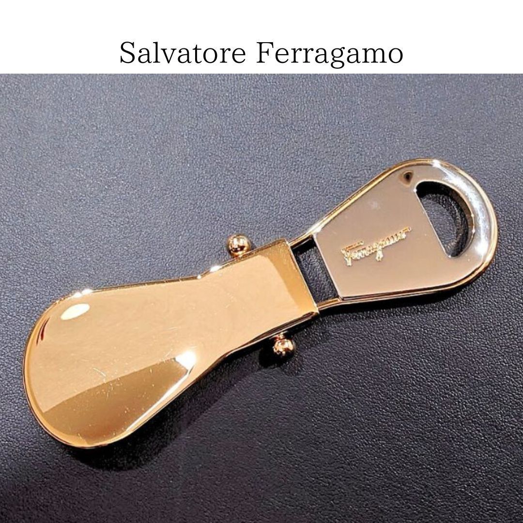 Salvatore Ferragamo フェラガモ 折りたたみ 靴べら シューホーン 携帯用 ゴールド シルバー メタル
