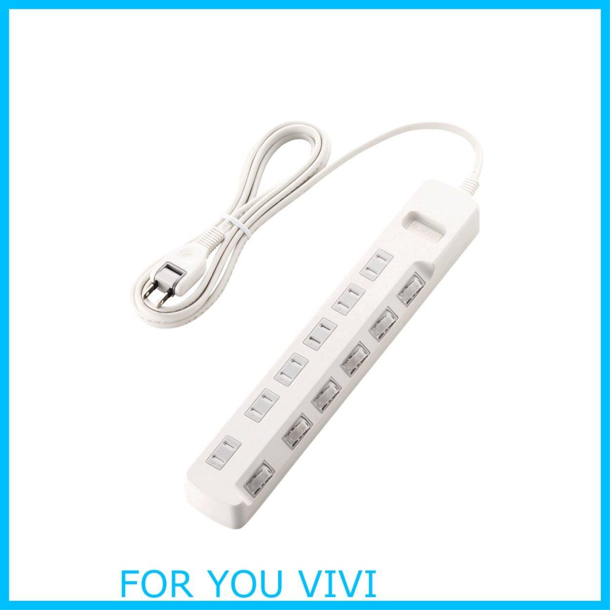 【新着商品】エレコム 電源タップ 雷ガード 個別スイッチ ほこりシャッター付 6個口 2.5m ホワイト T-K6A-2625WH