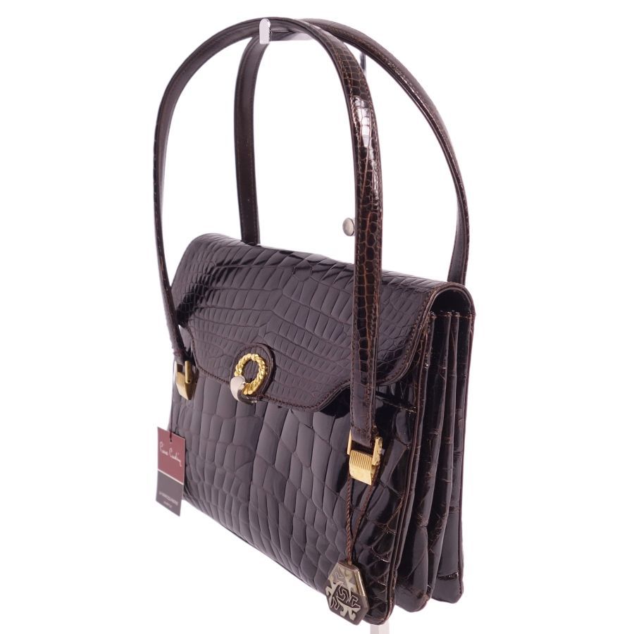 極美品 未使用品 クロコダイル シャイニー ワニ ハンドバッグ カデナ  