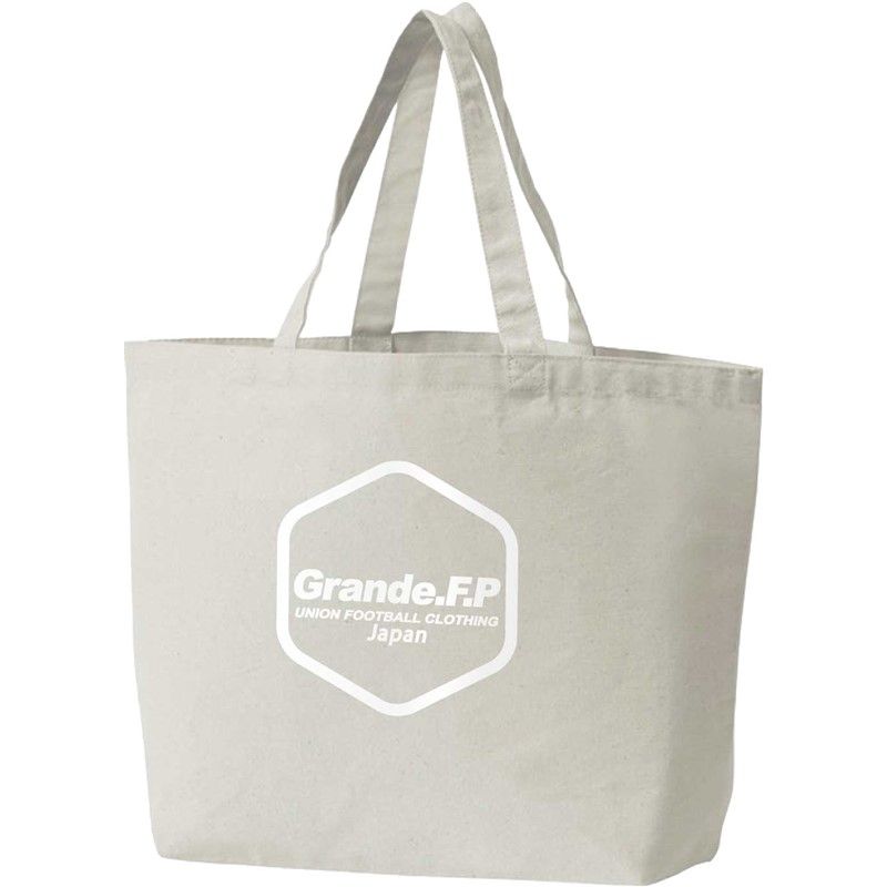 grande(グランデ) ヘキサゴン.コットンキャンバスBIGトート フットサルトートバッグ (gfph25901-1101)、L.GRY/WHT