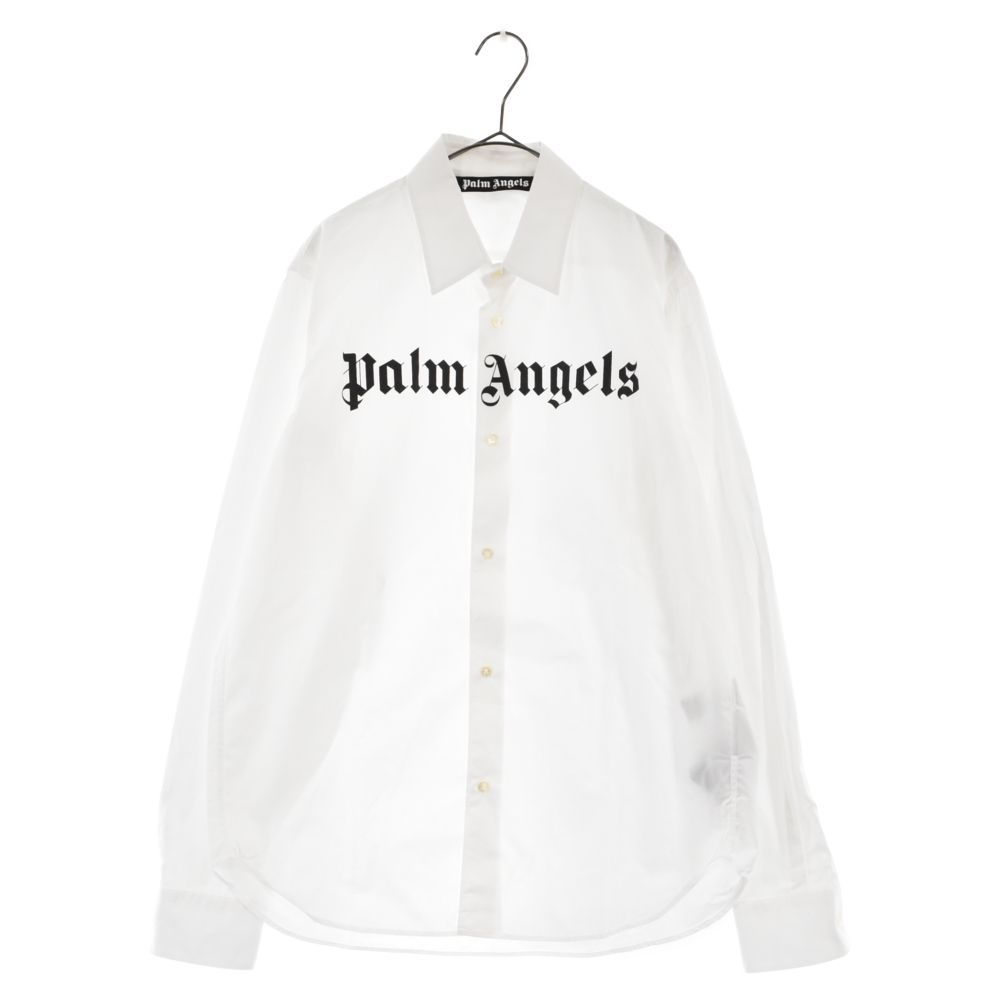 Palm Angels パームエンジェルス CLASSIC LOGO Shirt フロントプリントロゴ ロングスリーブシャツ 長袖シャツ ホワイト PMGA099C99FAB001