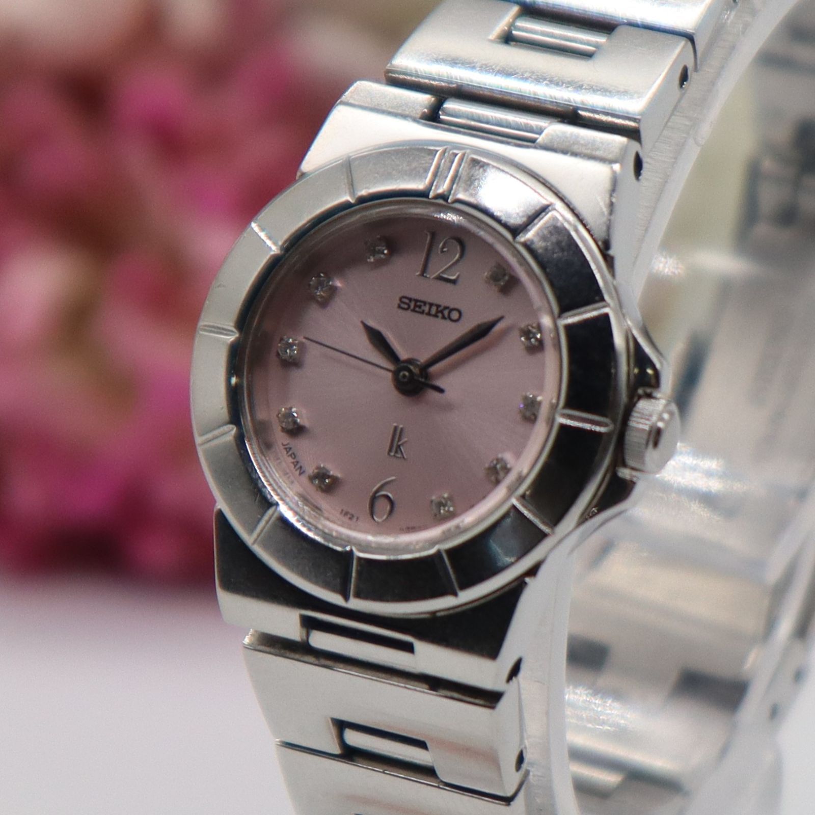 電池新品 SEIKO セイコー ルキア 1F21-0L90 クォーツ 10Pダイヤ ピンク