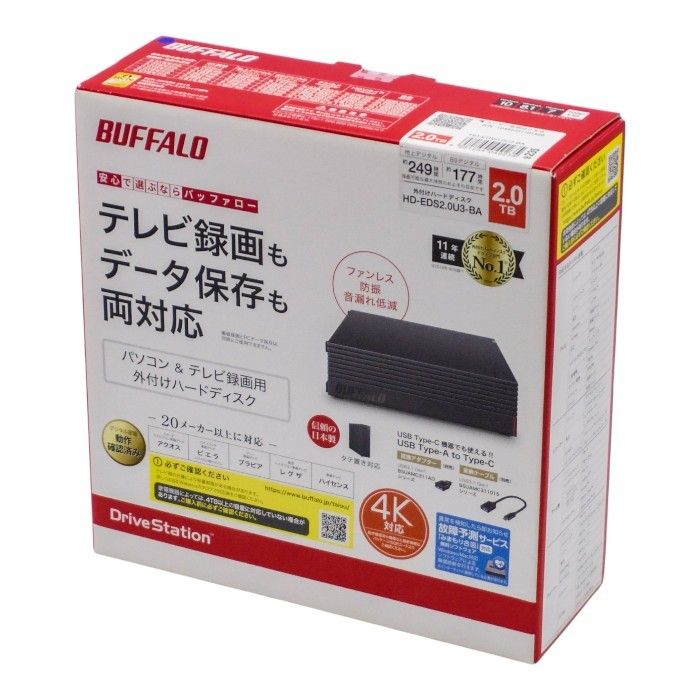 BUFFALO バファロー テレビ録画用　静音&防振ハードディスク パソコン＆テレビ録画用外付けハードディスク 4TB(ブラック