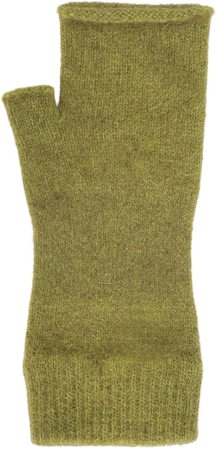 ポッサムメリノ ハンドウォーマー ウール手袋 ウールミトン 指空き手袋 タッチパネル対応 防寒 保温 冷え対策 アームウォーマー メリノウール 天然素材 オリーブ ワンサイズ 幅 9 cmx長さ 18 cm