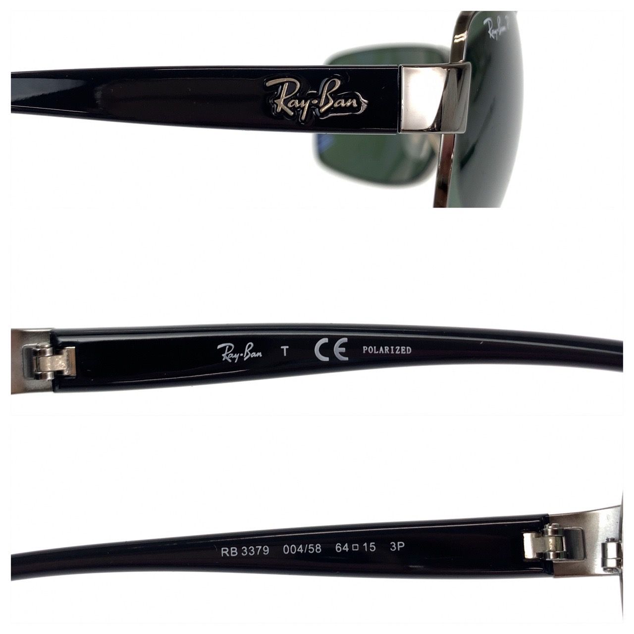 美品 Ray-Ban レイバン ブラック メタル RB3379 サングラス 偏光レンズ 度なし メンズ 401032 【中古】 美品 Ray-Ban レイバン ブラック メタル RB3379 サングラス 偏光レンズ